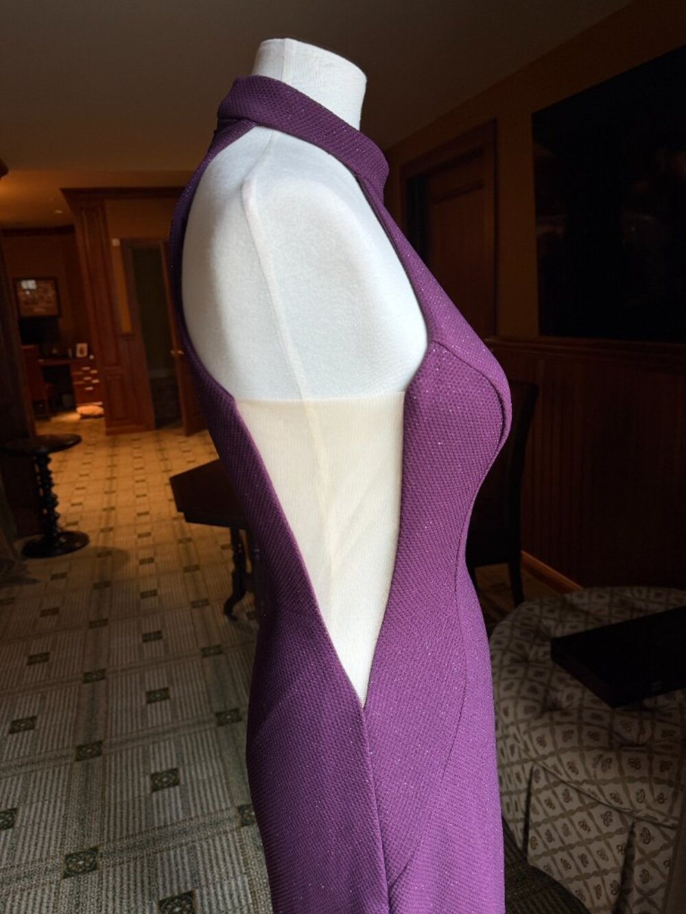 NWT Jovani 55191A Purple Glitter High Neck Mini Dress - size 8 - Picture 7 of 13
